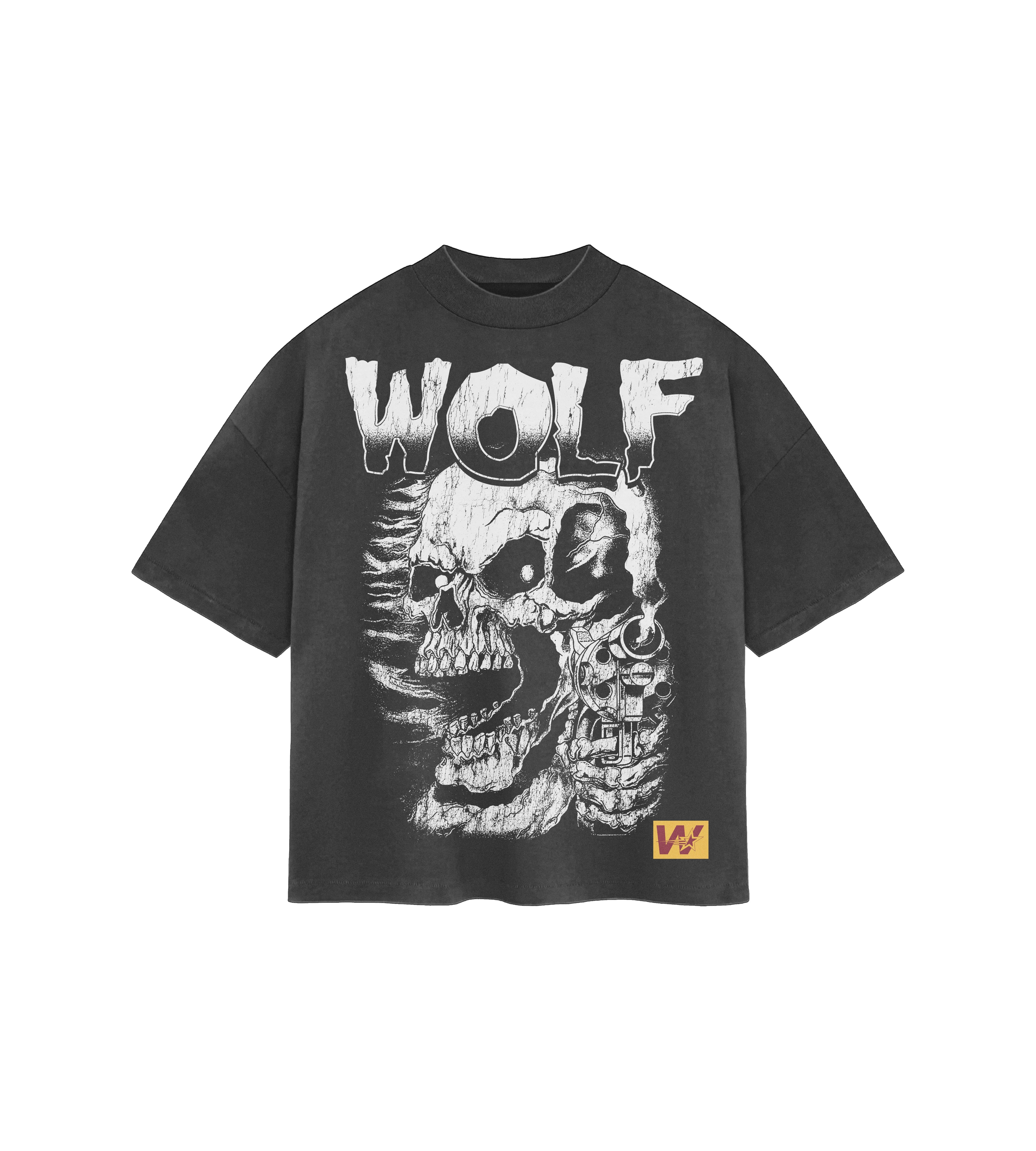 Satin Wolf Skull Tee